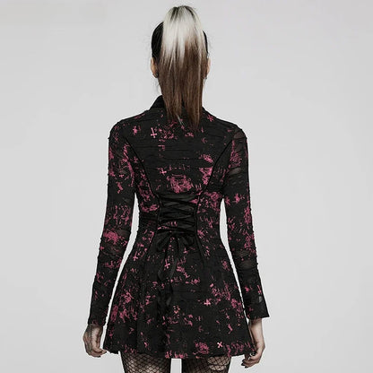 Gothic Printed Elastic Ripped Knitted Dress