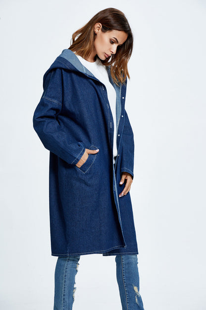 Long Hooded Denim Coat coats