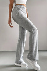 High Waist Ribbed Flared Knit Pants