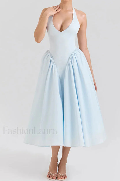 Deep V Neck Backless Pure Desire White Slim Fit Maxi Dress