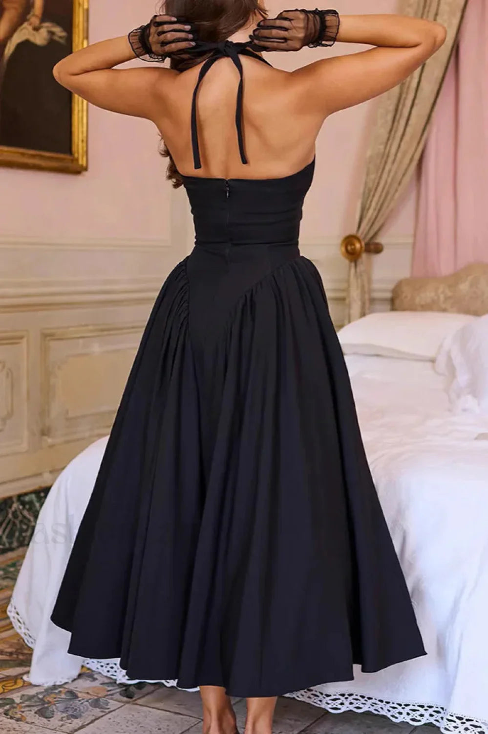 Deep V Neck Backless Pure Desire White Slim Fit Maxi Dress