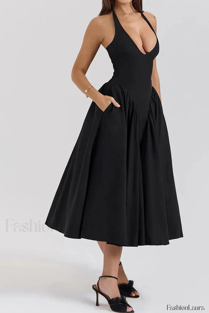 Deep V Neck Backless Pure Desire White Slim Fit Maxi Dress