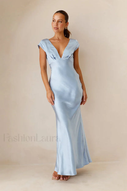 Deep V Neck Bodycon Backless Midi Work Dress