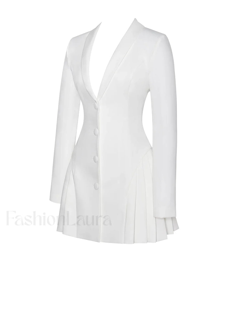Delia White Blazer Charming Dress with Pleated Detail Dresses