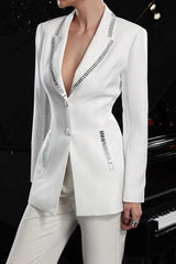 Slim Fit Rhinestone Lapel Blazer