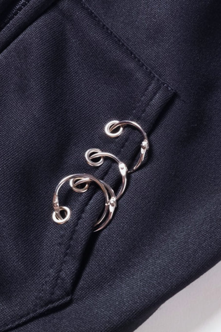 Black Punk Metal Ring Hoodie