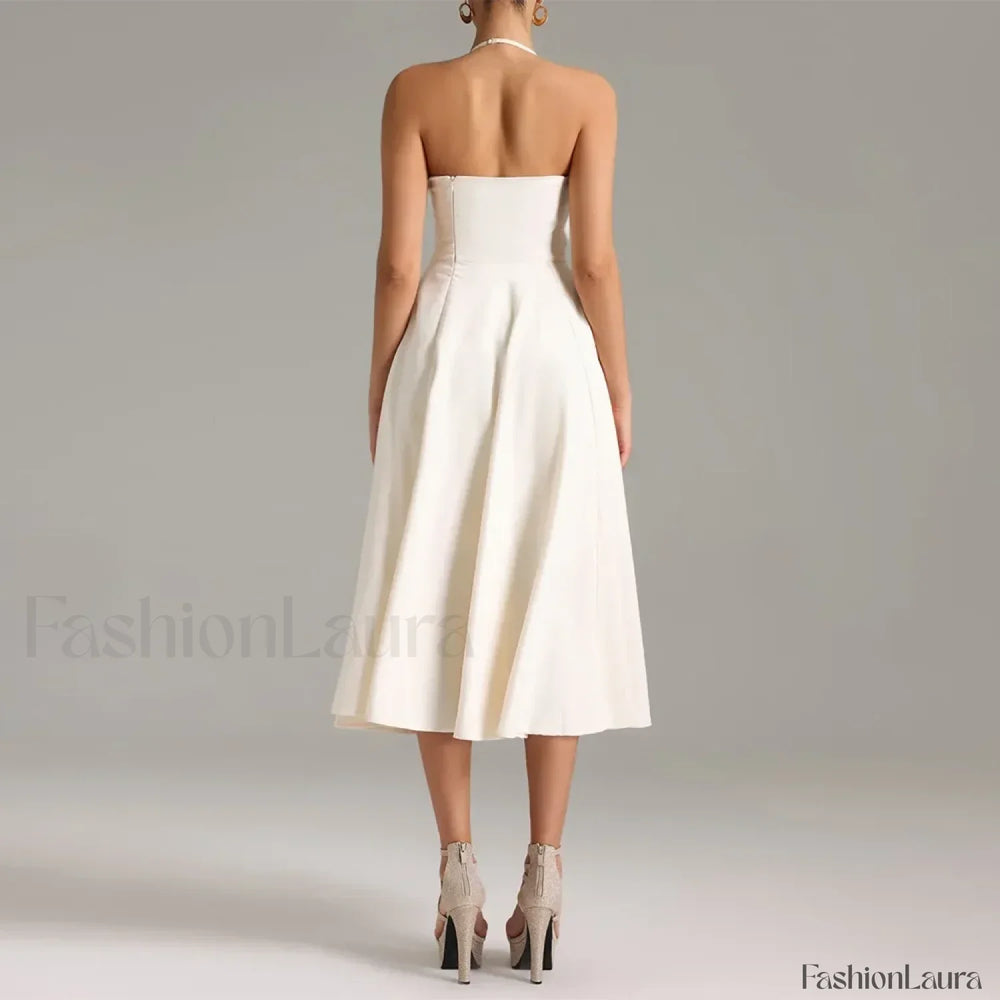 Diagonal Neck Folded Midi Dress