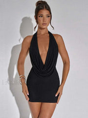 Diamond V Neck Strapless Mini Dress Black / S