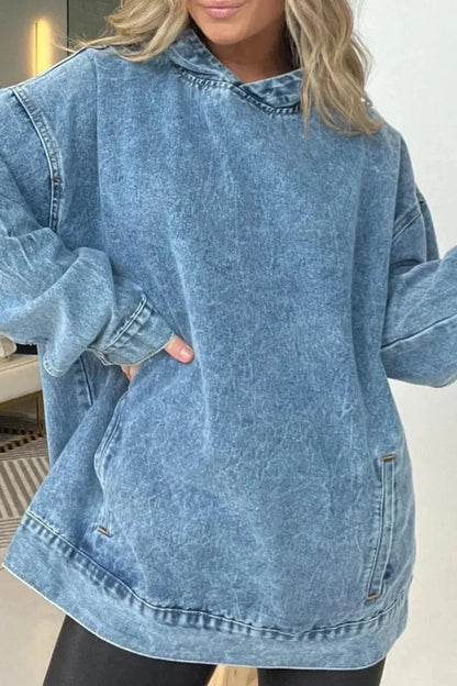 Distressed Washed Denim Hoodie