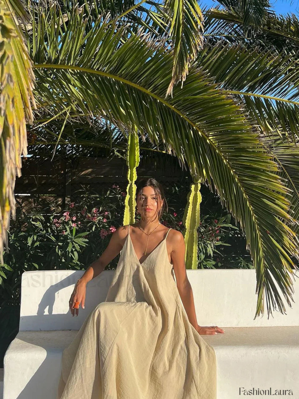 Double Layers V neck Long Dress Dresses