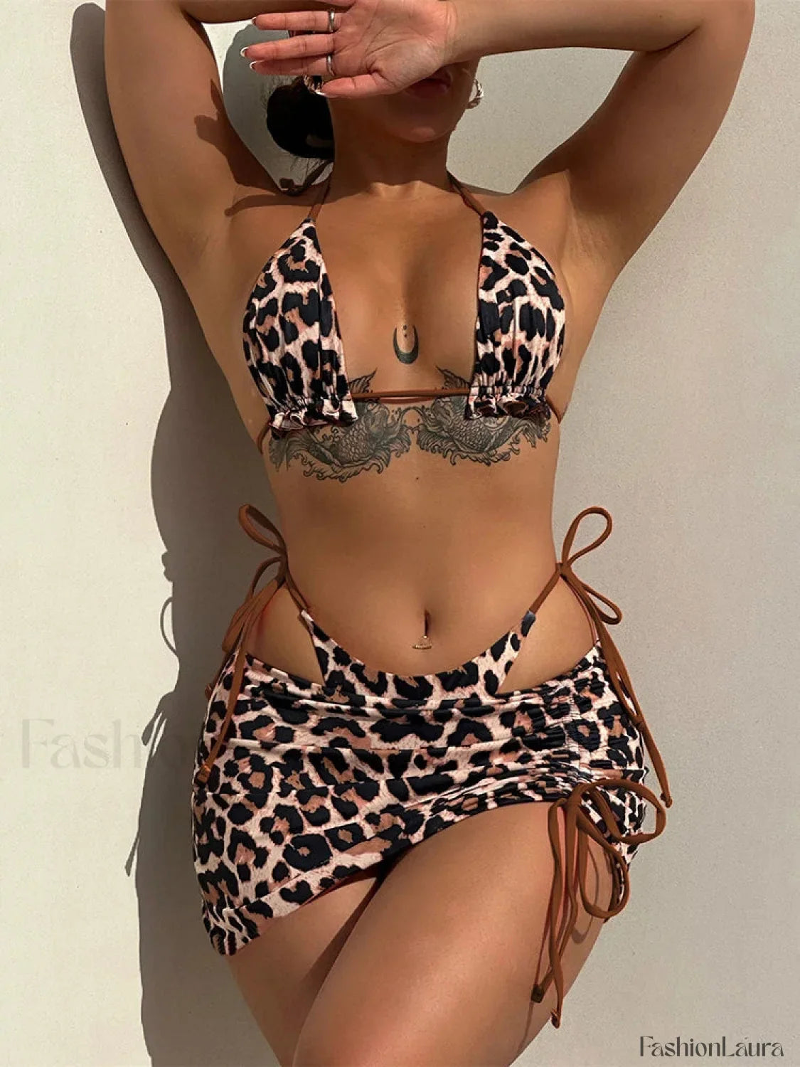 Double Sided Pleated Three Piece Set Coffee / XS