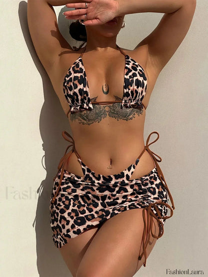 Double Sided Pleated Three Piece Set Coffee / XS