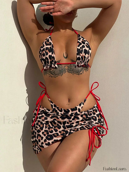 Double Sided Pleated Three Piece Set Red / XS