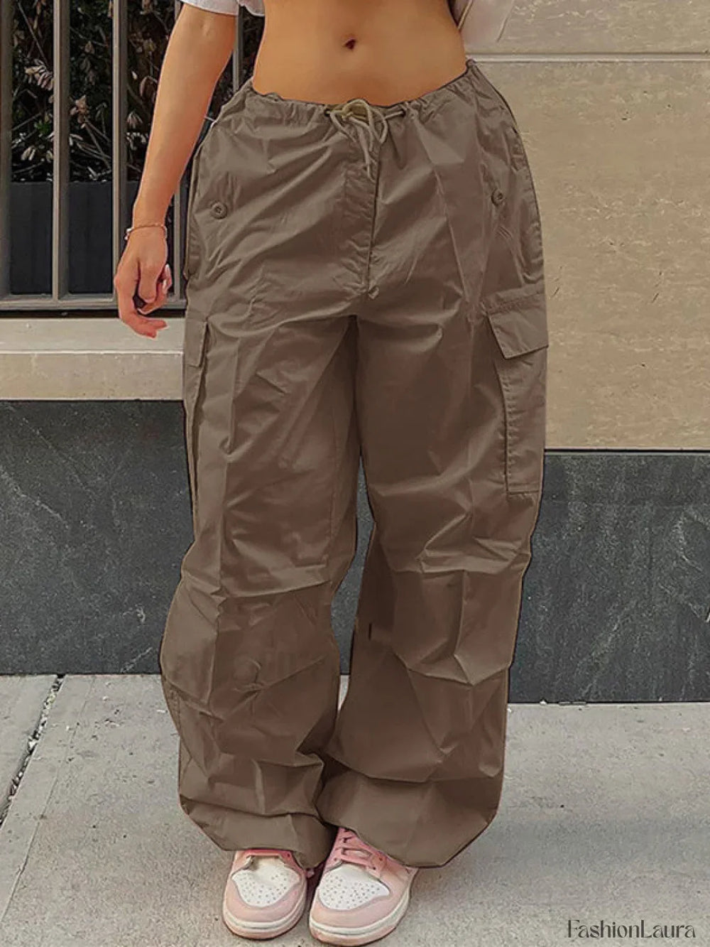 Drawstring Y2K Baggy Cargo Pants Apricot / XL Cargo Pants