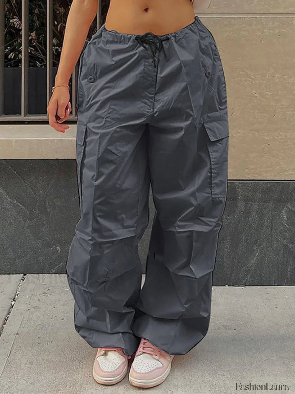 Drawstring Y2K Baggy Cargo Pants Gray / XS Cargo Pants