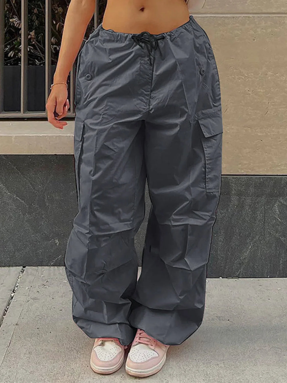 Drawstring Y2K Baggy Cargo Pants Gray / XS Cargo Pants
