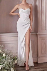 Sleeveless Spaghetti Strap Formal Dress S / White