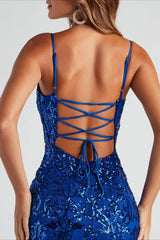 Sequin Spaghetti Strap Backless Mini Dress