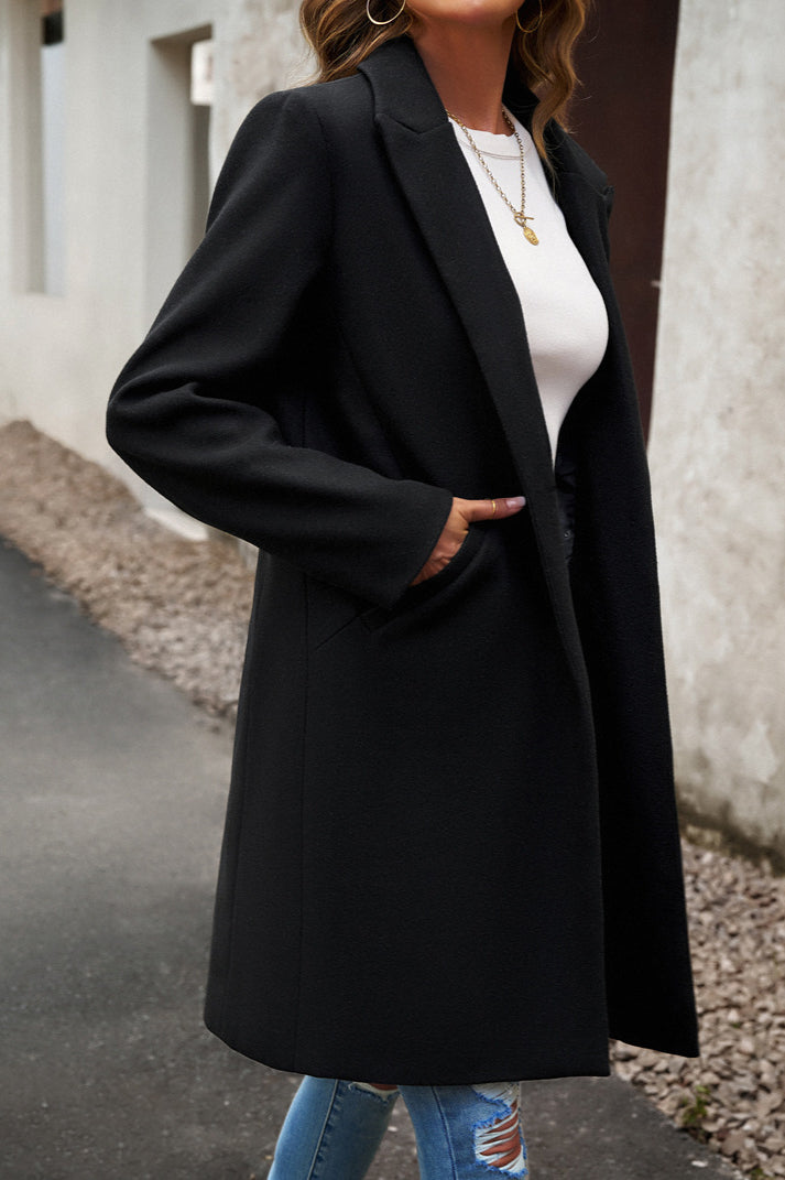 Wool Blend Solid Longline Coat coats