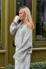Soft Cozy Off-the-Shoulder Solid Sweater