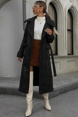 Long Shearling Lined Plush Overcoat