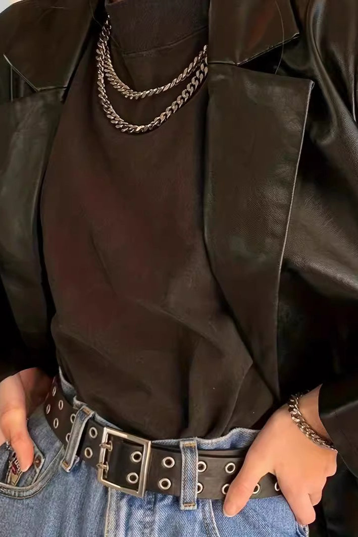 Elegant Loose PU Blazer Coat coats