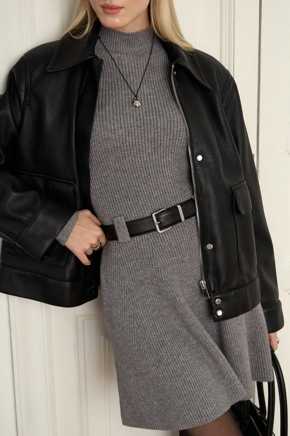 Thick Knit Turtleneck Sweater Dress