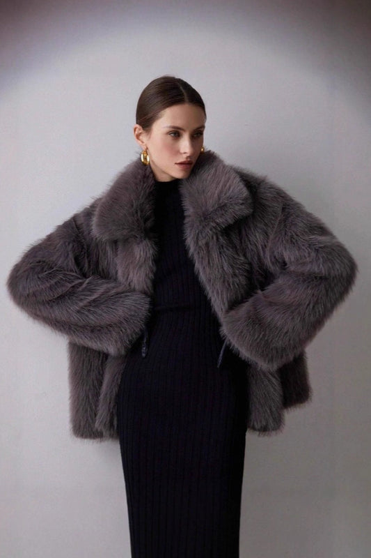 Solid Faux Fur Winter Coat coats