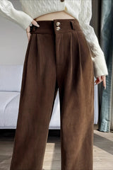 Solid Corduroy Wide Leg Knit Pants