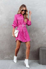 Corduroy Belted Pocket Detail Overcoat