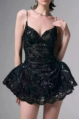 Lace Spaghetti Strap Mini Dress