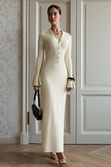 Elegant Collared Knit Sweater Dress