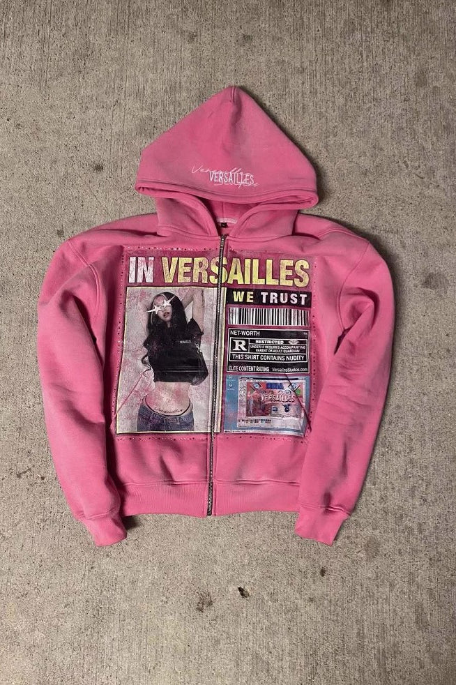 Retro Gothic Print Oversized Hoodie