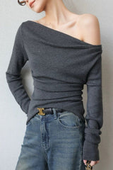 Chic Off Shoulder Fitted Knit Top