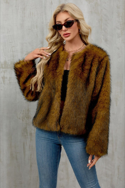 Plush Short Fur Open Cardigan Coat coats