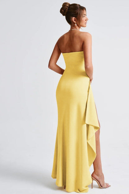 Sexy Strapless Slit Evening Party Dress