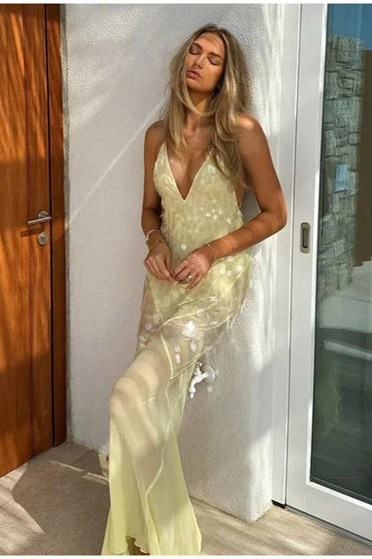 Sexy Sequins Backless Maxi Dress