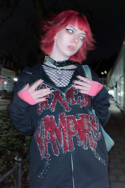 Sexy Vampire Rhinestone Hoodie