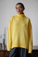 Solid Color Turtleneck Knit Sweater