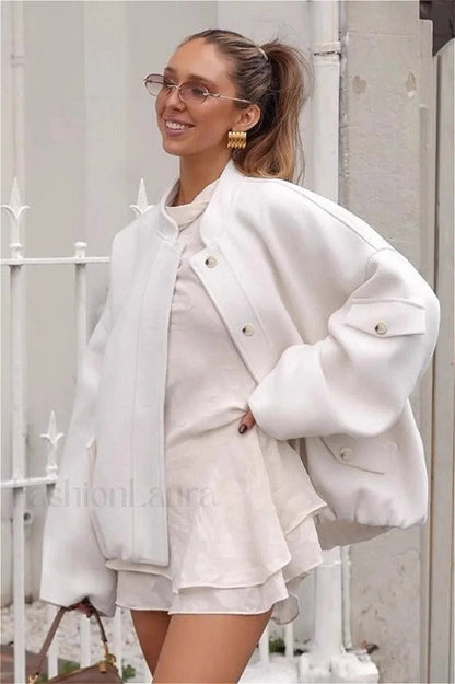 Wool Stand Collar Loose Jacket