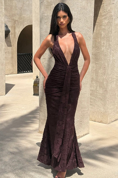 Tie Up Ruched Bodycon Party Dress