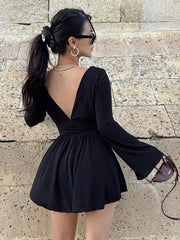Effortless Plunge Graceful Skater Short Dress Dresses