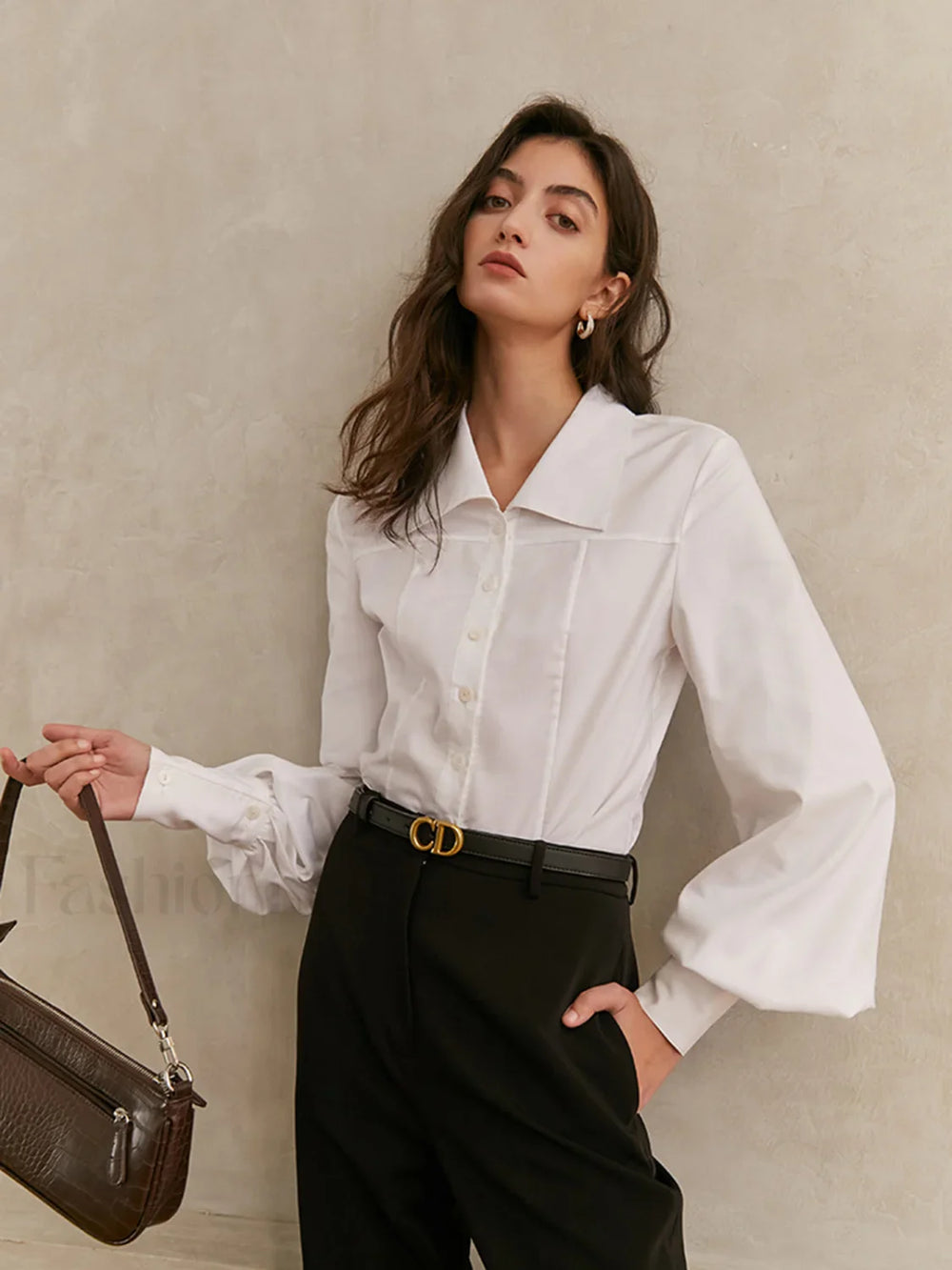 Elegant Collar Button Trendy Down Solid Shirt Shirts