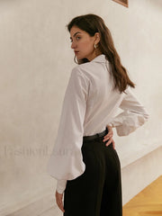 Elegant Collar Button Trendy Down Solid Shirt Shirts