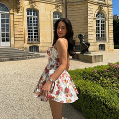 Elegant Floral Print Tulle Floral Dress