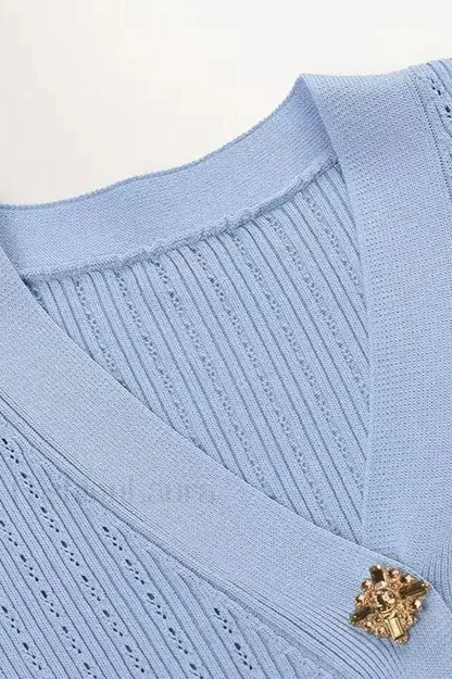 Elegant Lotus Leaf Hem Knit Cardigan