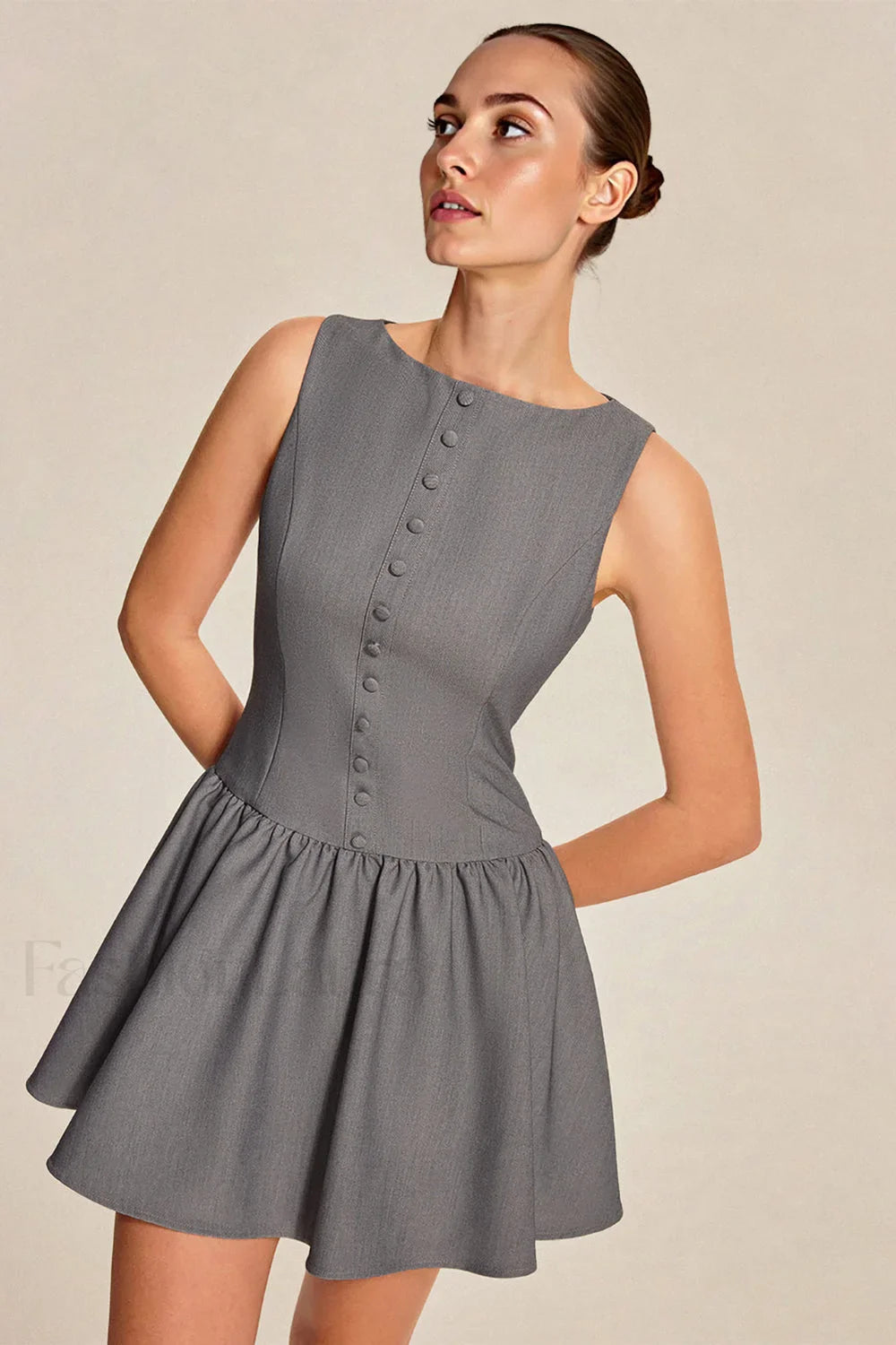Elegant Sleeveless Ruffled A Line Work Dress
