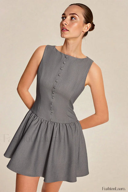 Elegant Sleeveless Ruffled A Line Work Dress