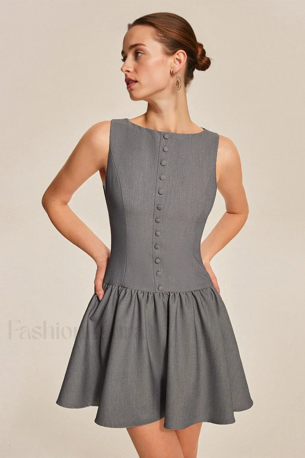 Elegant Sleeveless Ruffled A Line Work Dress