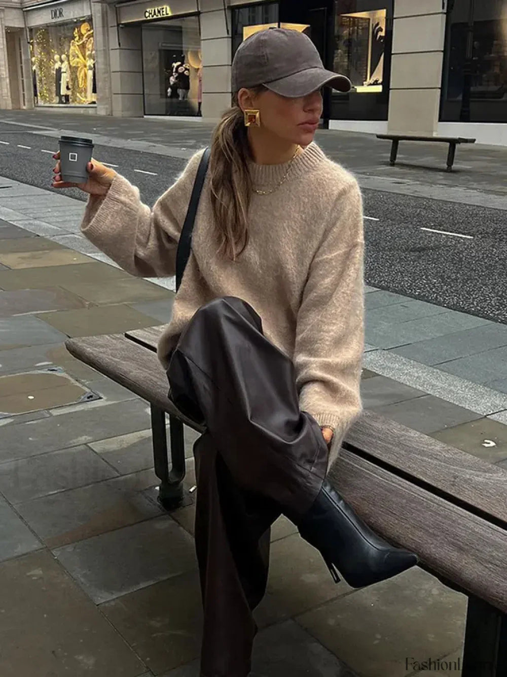 Elegant Solid Mohair Soft Knitted Pullover Women Casual O neck Long Sleeve Loose Sweater Sweaters L